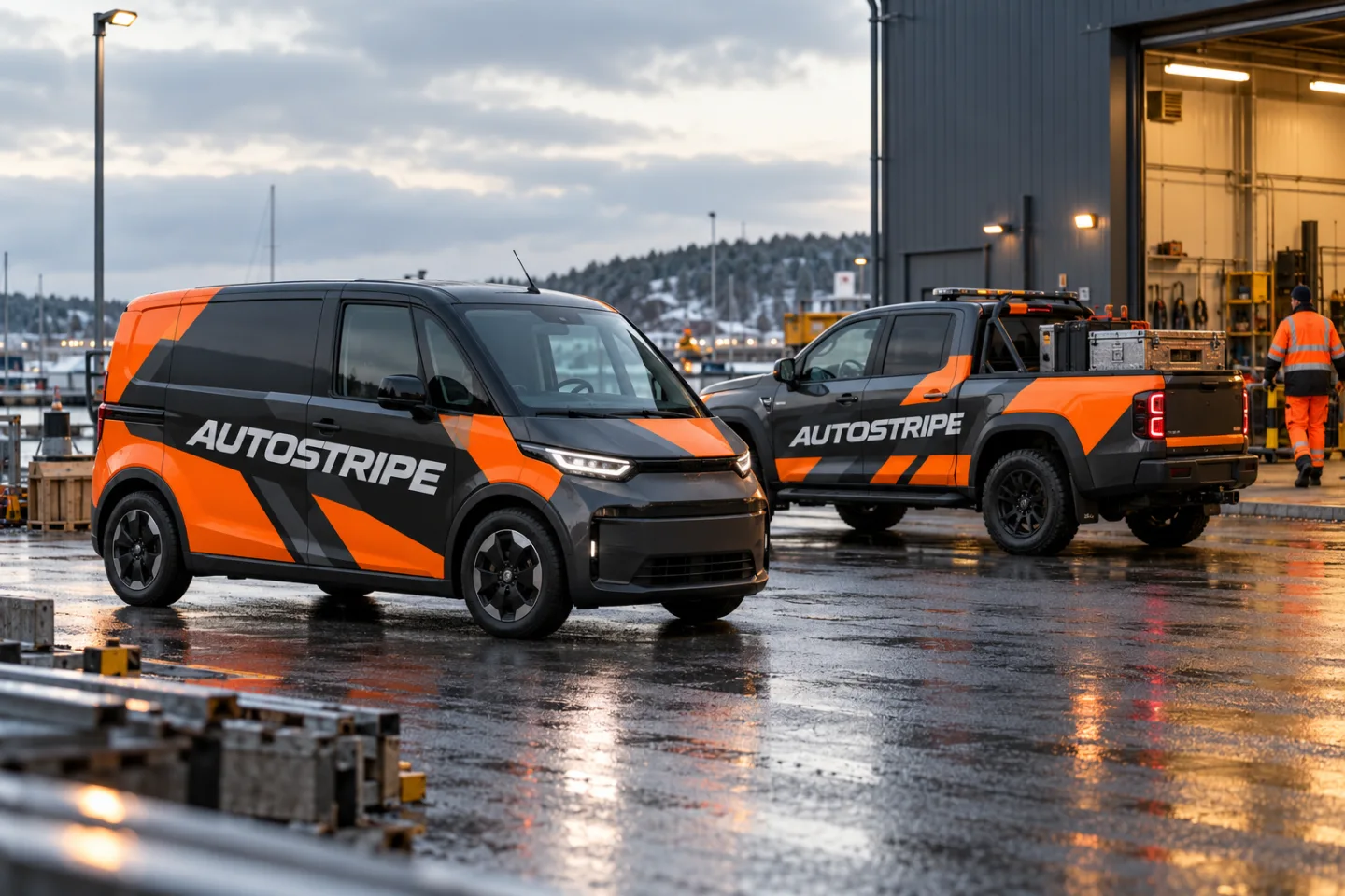AI-koncept: Servicebil och pickup med Autostripe-dekor