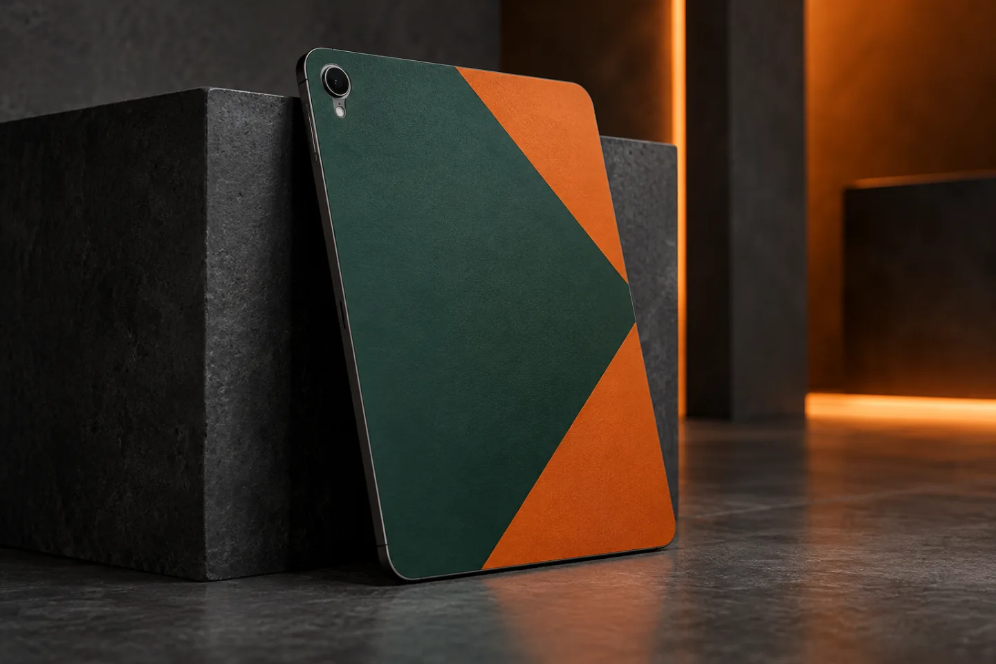 AI-koncept: Surfplatta med grön och orange skin